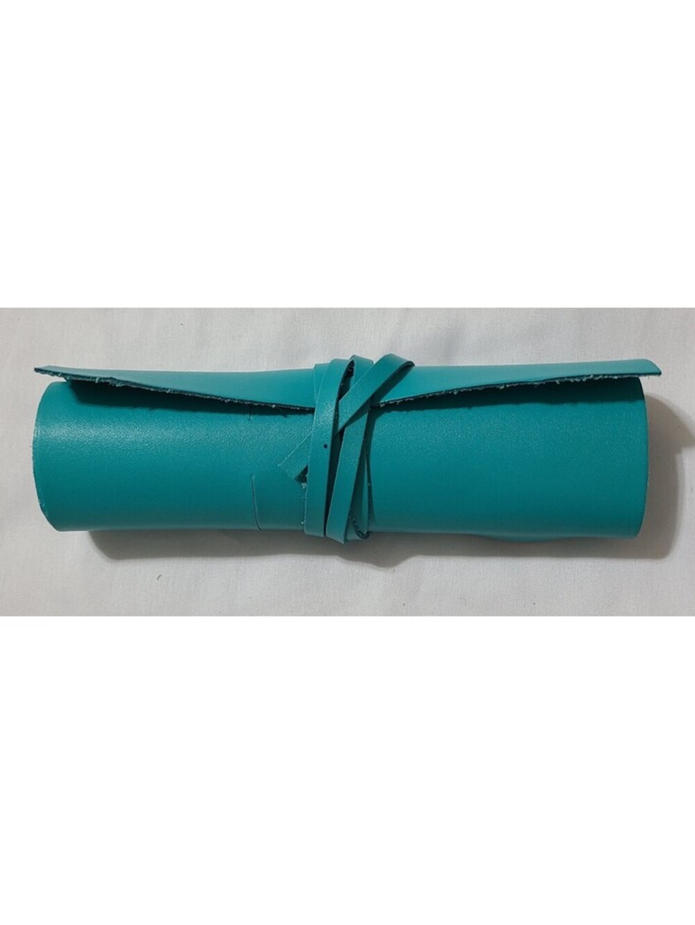 Turquoise Teal Leather Roll-p Case Pen Pencil Brush Organizer Suede Texture Pouc